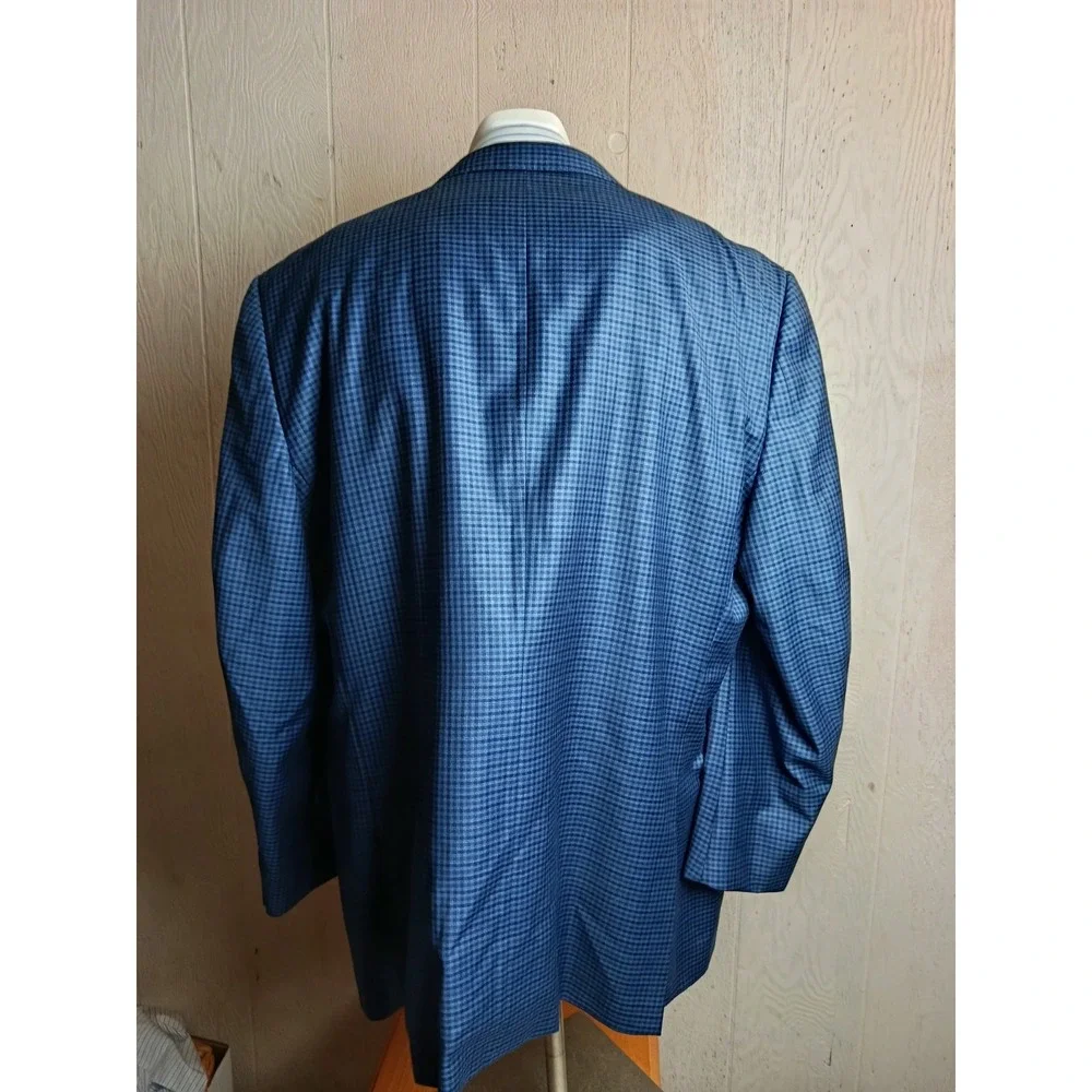 Ermenegildo Zegna Sport Coat Mens 52 Blue Gingham Wool Mila Italy